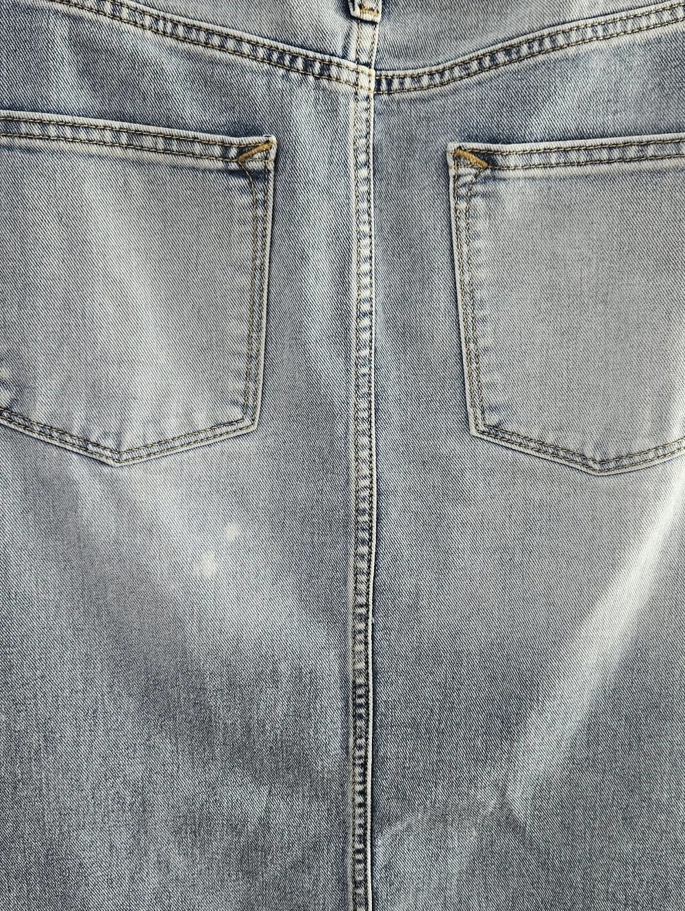 Vigross Blue Denim Maxi Skirt With Front Split